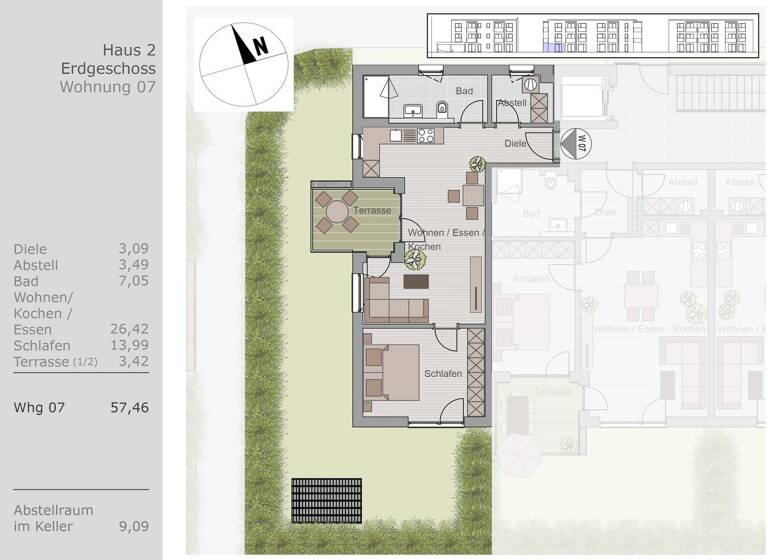 Wohnung zur Miete 720 € 2 Zimmer 57,5 m² frei ab 01.07.2026 Straubing 94315