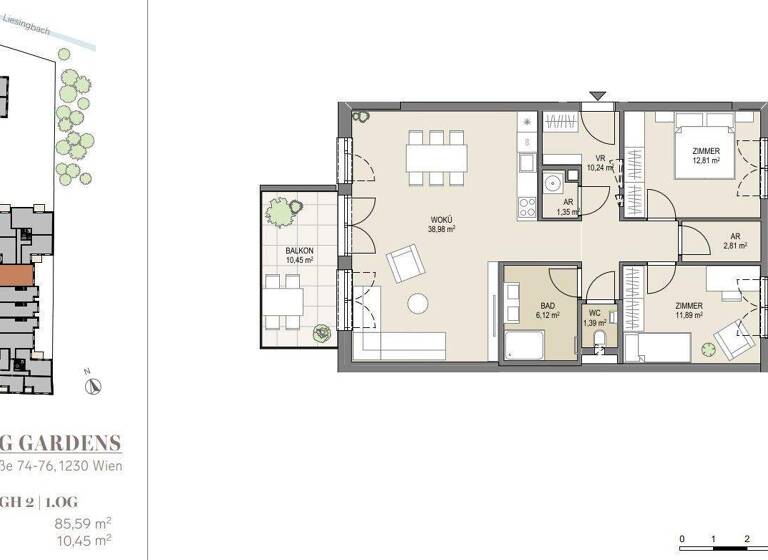 Wohnung zum Kauf - Erstbezug provisionsfrei 579.000 € 4 Zimmer 85,5 m² 1. Geschoss Wien 1230
