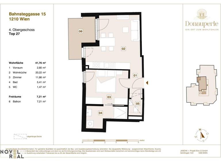 Wohnung zum Kauf - Erstbezug 319.000 € 2 Zimmer 41,8 m² 4. Geschoss Wien 1210