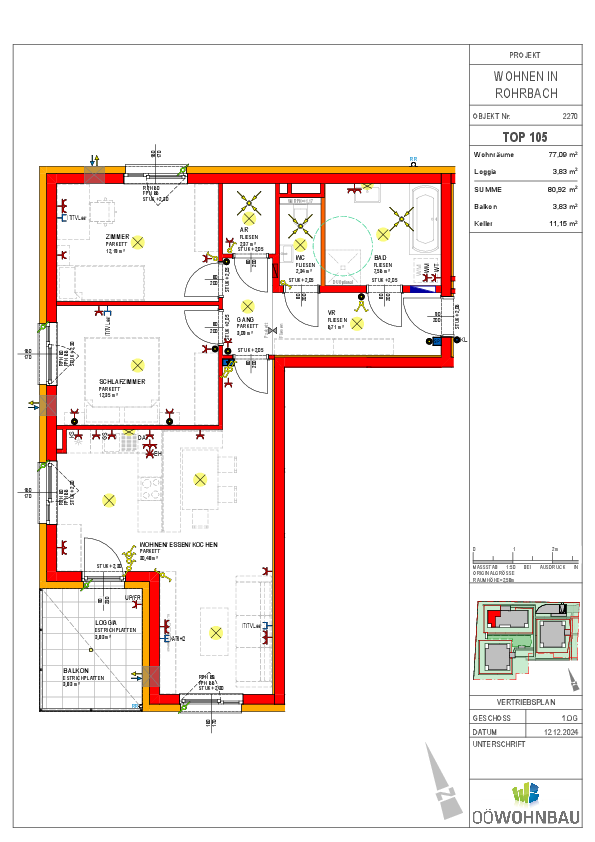 Wohnung zur Miete 787 € 3 Zimmer 77,1 m²<br/>Wohnfläche 1.<br/>Geschoss Fadingerstraße Rohrbach-Berg 4150