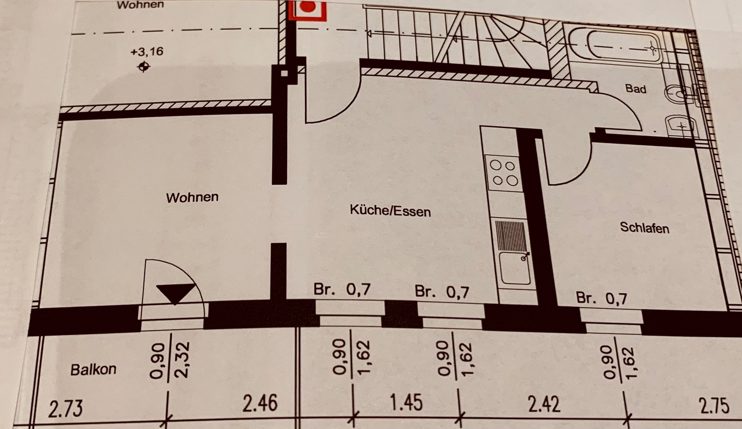 Wohnung zur Miete 400 € 2 Zimmer 34,5 m²<br/>Wohnfläche 1.<br/>Geschoss 01.02.2025<br/>Verfügbarkeit Bünder Strasse höhe Bahnhof Herford-Stadt Herford 32051