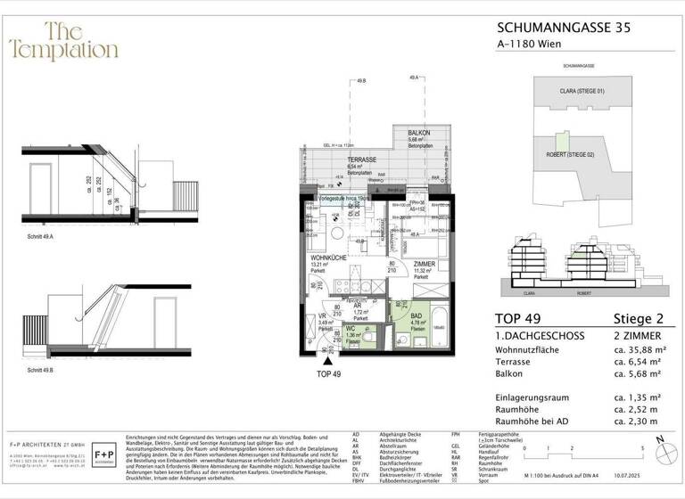 Wohnung zum Kauf - Erstbezug 377.200 € 2 Zimmer 36,6 m² 4. Geschoss Schumanngasse 35 Wien 1180