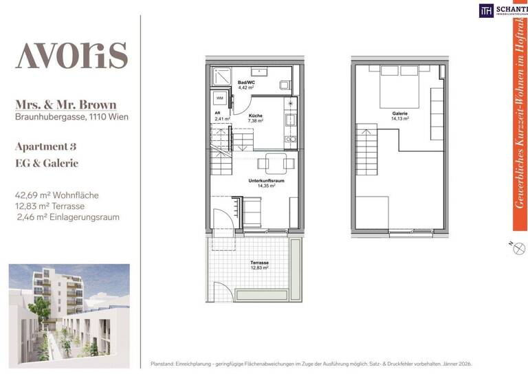 Wohnung zum Kauf - Erstbezug provisionsfrei 317.000 € 2 Zimmer 42,7 m² Braunhubergasse Wien 1110