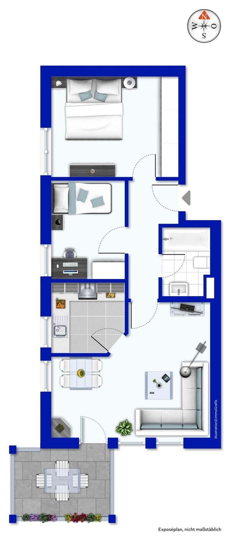 Wohnung zum Kauf 315.000 € 3,5 Zimmer 62,2 m²<br/>Wohnfläche 01.05.2025<br/>Verfügbarkeit Burlafingen Neu-Ulm 89233