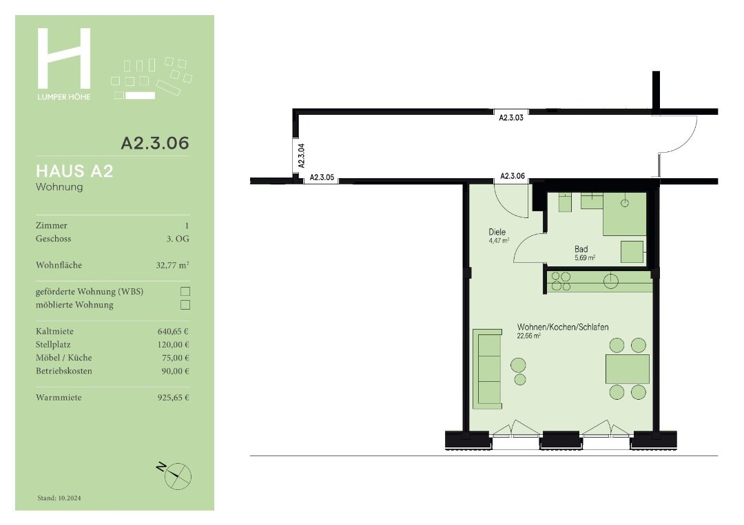 Wohnung zur Miete 641 € 1 Zimmer 32,8 m²<br/>Wohnfläche 3.<br/>Geschoss 01.04.2025<br/>Verfügbarkeit Lumper Höhe 2/1 Oststadt Ravensburg 88212