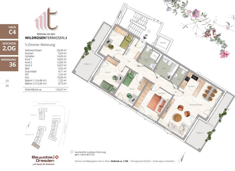 Wohnung zum Kauf - Erstbezug provisionsfrei 752.900 € 5 Zimmer 124,6 m² 3. Geschoss Saalhausener Straße 53c Naußlitz Dresden 01159