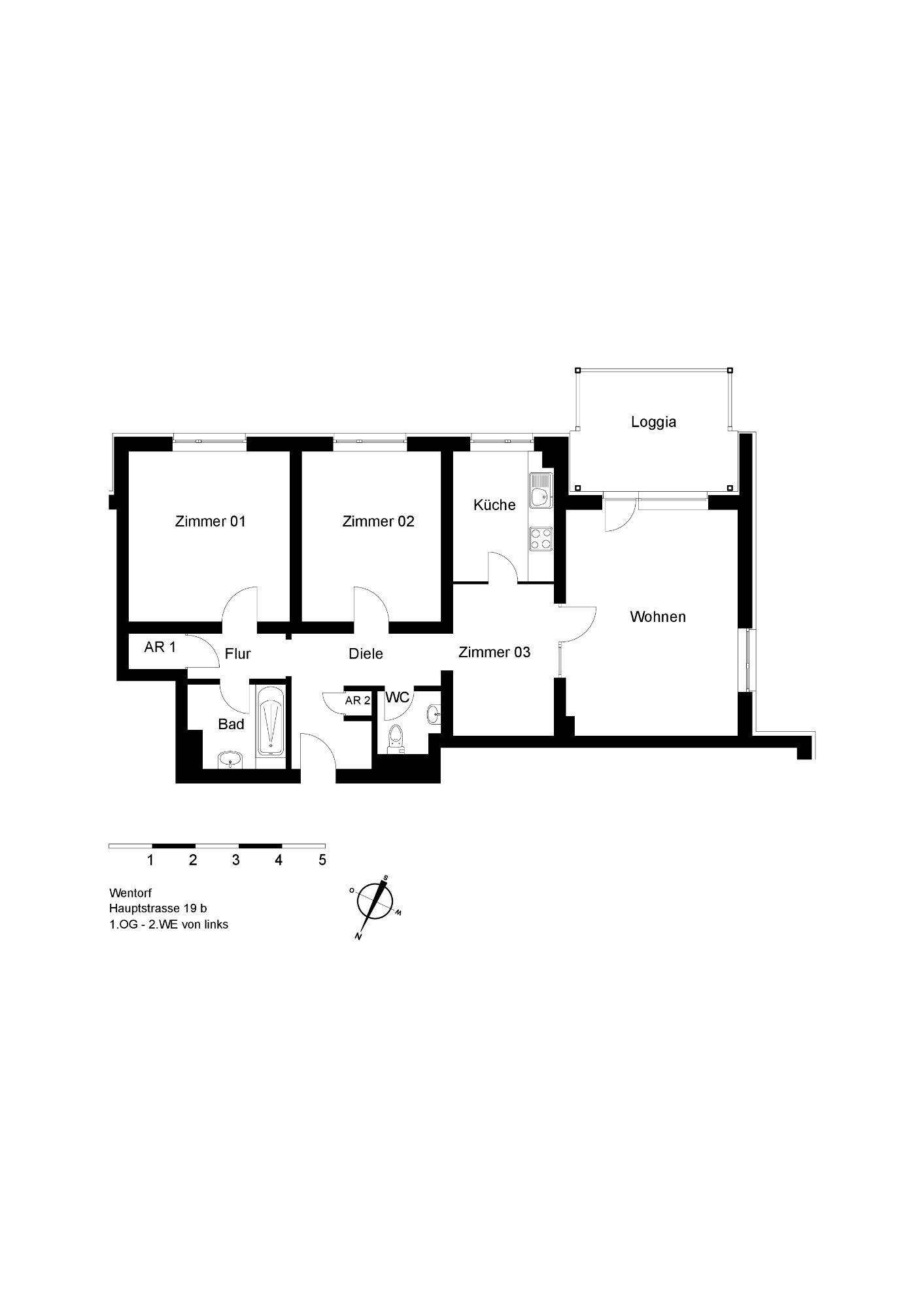 Wohnung zur Miete 1.163 € 3 Zimmer 86,1 m²<br/>Wohnfläche 1.<br/>Geschoss 01.02.2025<br/>Verfügbarkeit Hauptstr. 19 b Wentorf 21465