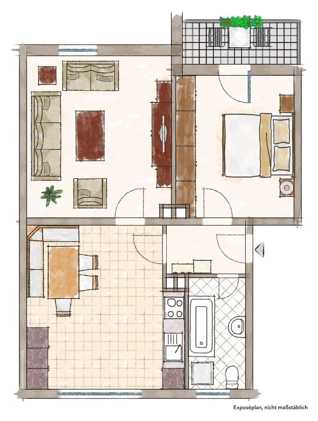 Wohnung zum Kauf 189.000 € 2 Zimmer 55 m²<br/>Wohnfläche ab sofort<br/>Verfügbarkeit Rottachstraße Kempten (Allgäu) 87435