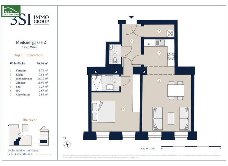 Wohnung zum Kauf 285.001 € 2 Zimmer 56,2 m² EG Meißnergasse 2 Wien 1220