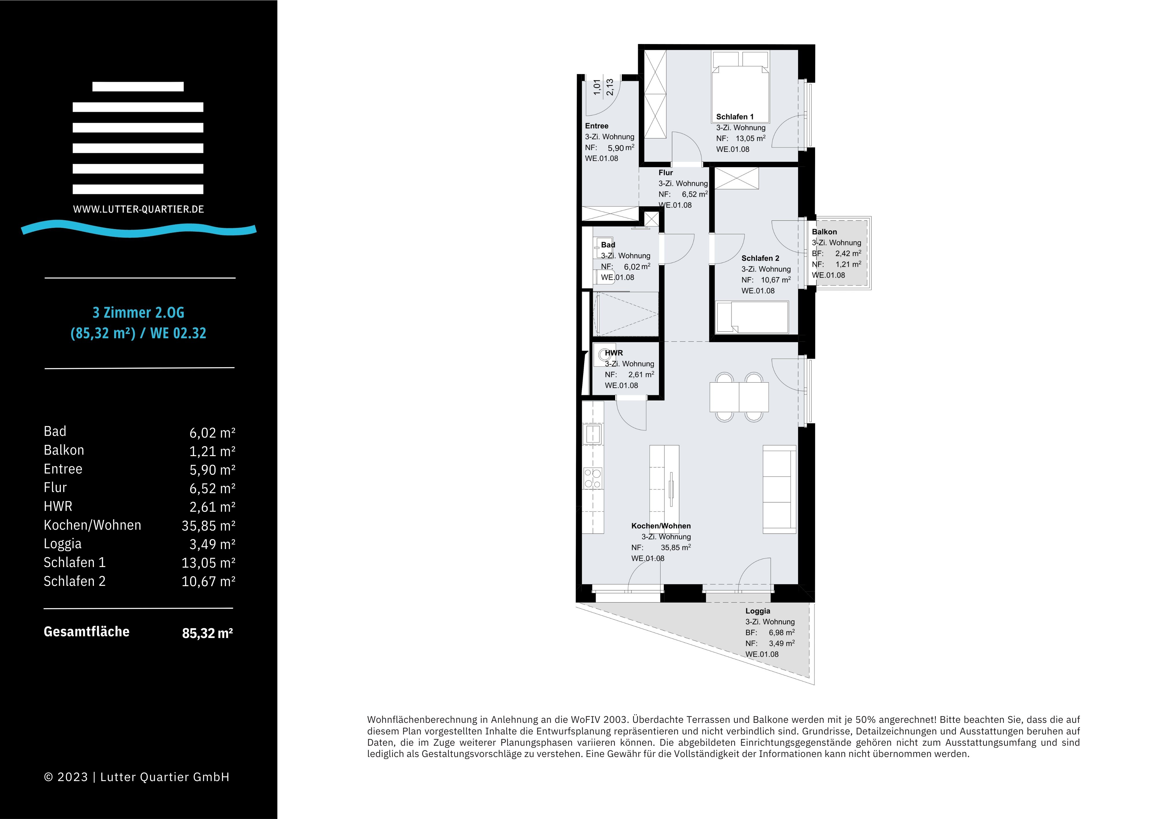 Wohnung zum Kauf 496.422 € 3 Zimmer 85,3 m²<br/>Wohnfläche 2.<br/>Geschoss Ravensberger Straße 7 Dürkopp Bielefeld 33602