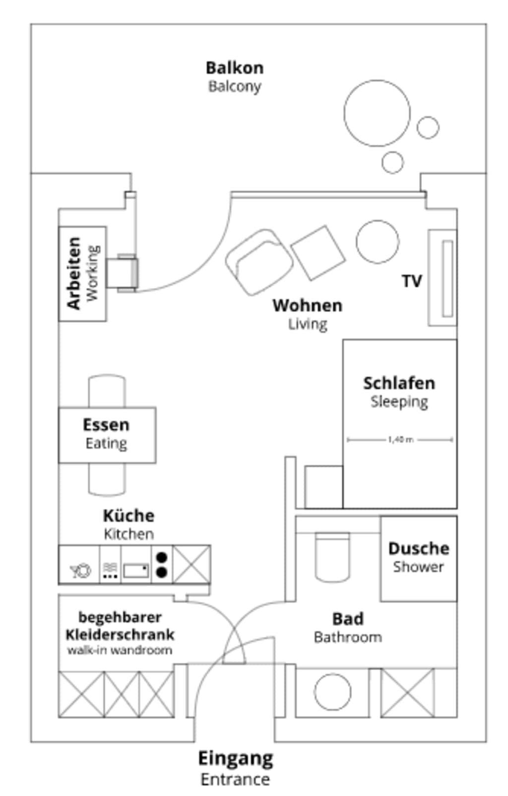 Wohnung zur Miete Wohnen auf Zeit 1.600 € 1 Zimmer 35 m²<br/>Wohnfläche 28.02.2025<br/>Verfügbarkeit Hoher Wall City - West Dortmund 44137