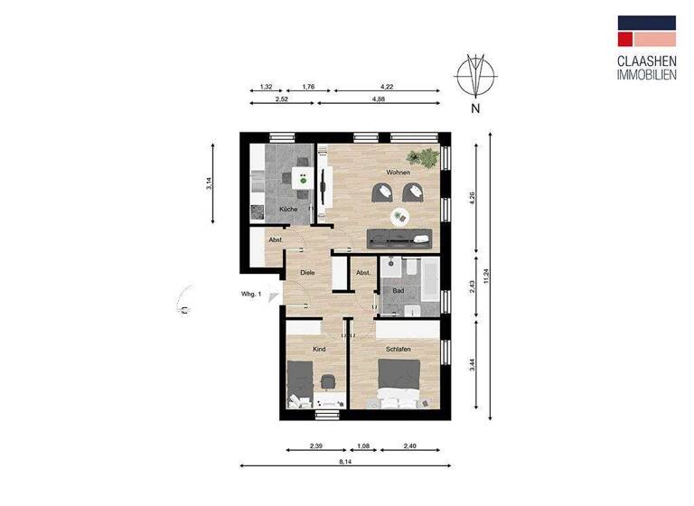 Wohnung zum Kauf 179.000 € 3 Zimmer 67 m² EG Hage 26524