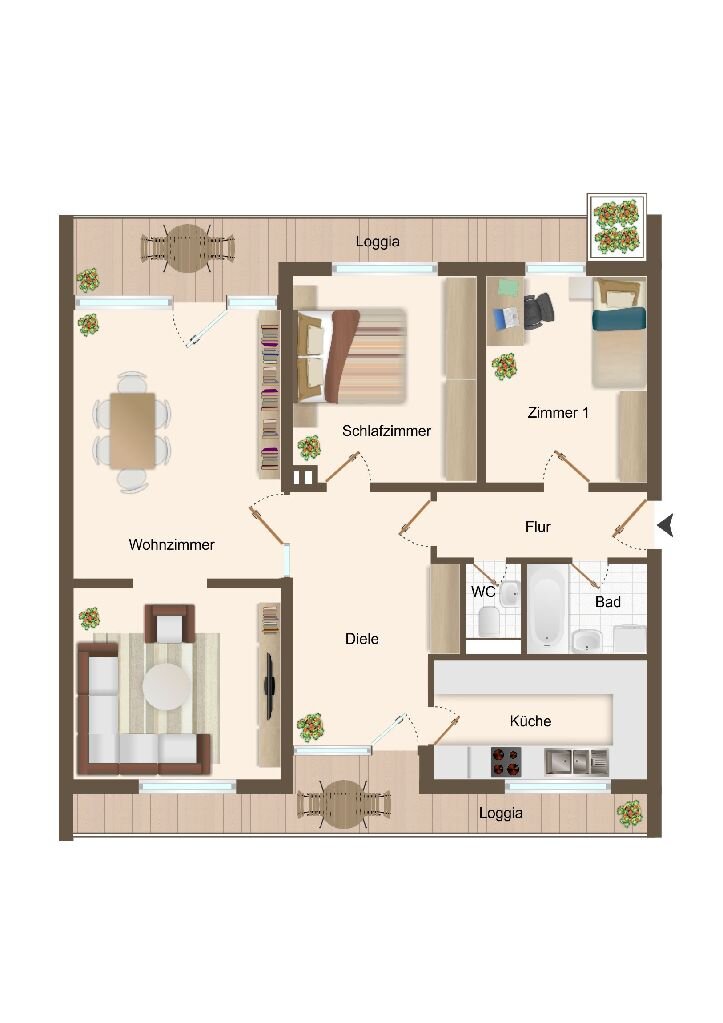 Wohnung zum Kauf 235.000 € 3 Zimmer 96 m²<br/>Wohnfläche 6.<br/>Geschoss Heiderhof Bonn 53177