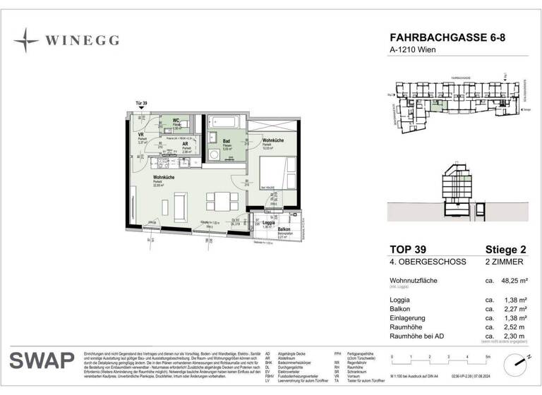 Wohnung zum Kauf - Erstbezug 348.500 € 2 Zimmer 48,3 m² 4. Geschoss Fahrbachgasse 6-8 Wien 1210