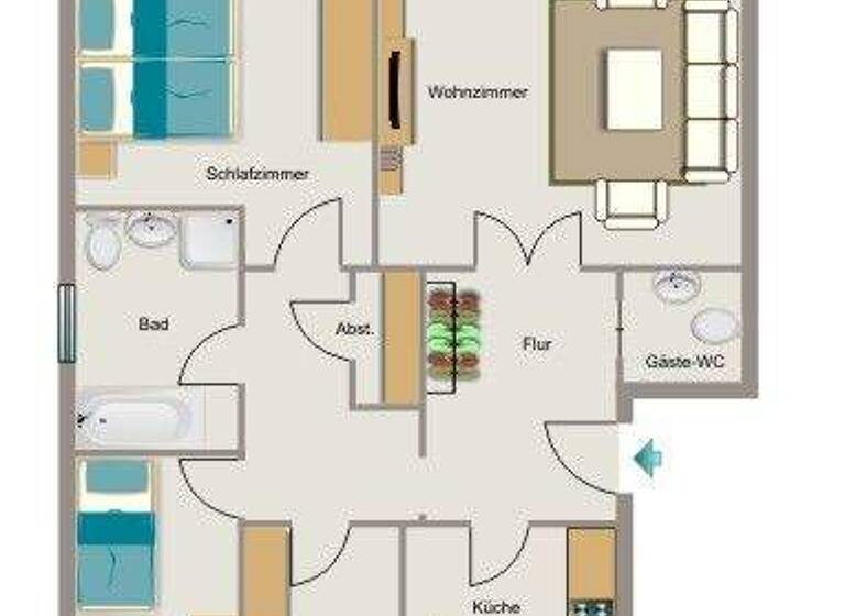 Wohnung zur Miete 581 € 4,5 Zimmer 74,5 m² 1. Geschoss Cimbernstraße 7 Suderwich Recklinghausen 45665