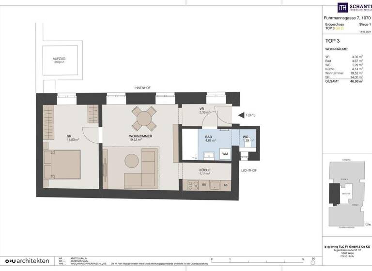 Büro zum Kauf - Erstbezug 9.357 € 2,5 Zimmer Fuhrmannsgasse Wien 1080