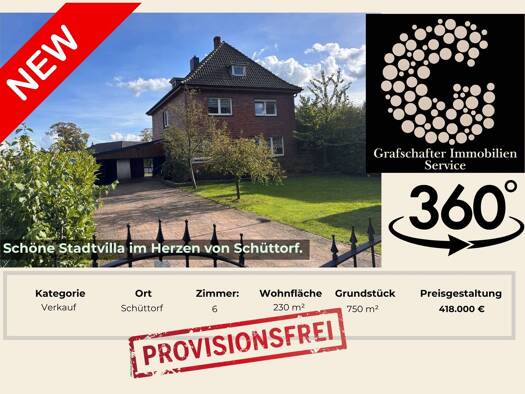 Einfamilienhaus zum Kauf provisionsfrei als Kapitalanlage geeignet 418.000 € 6 Zimmer 230 m² 750 m² Grundstück Bentheimer Straße 1 Schüttorf Schüttorf 48465