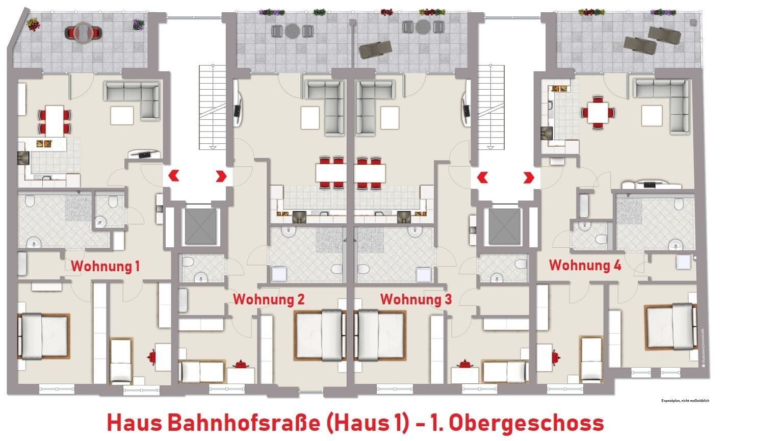 Wohnung zum Kauf provisionsfrei 391.000 € 3 Zimmer 90,9 m²<br/>Wohnfläche 1.<br/>Geschoss Bahnhofstraße 16-20 Rhede Rhede 46414