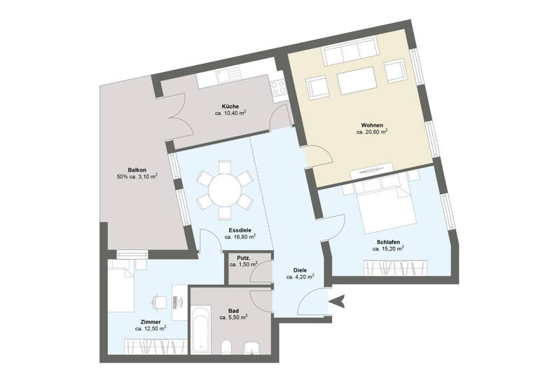 Wohnung zum Kauf 155.000 € 3,5 Zimmer 92,9 m² Eisenach 99817