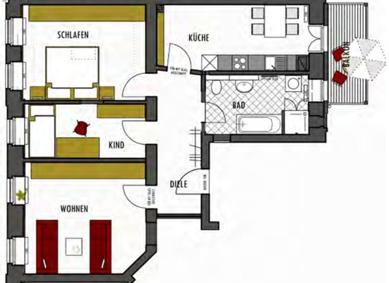 Wohnung zum Kauf 259.000 € 3 Zimmer 78 m² 1. Geschoss Faradaystraße 30 Möckern Leipzig 04159