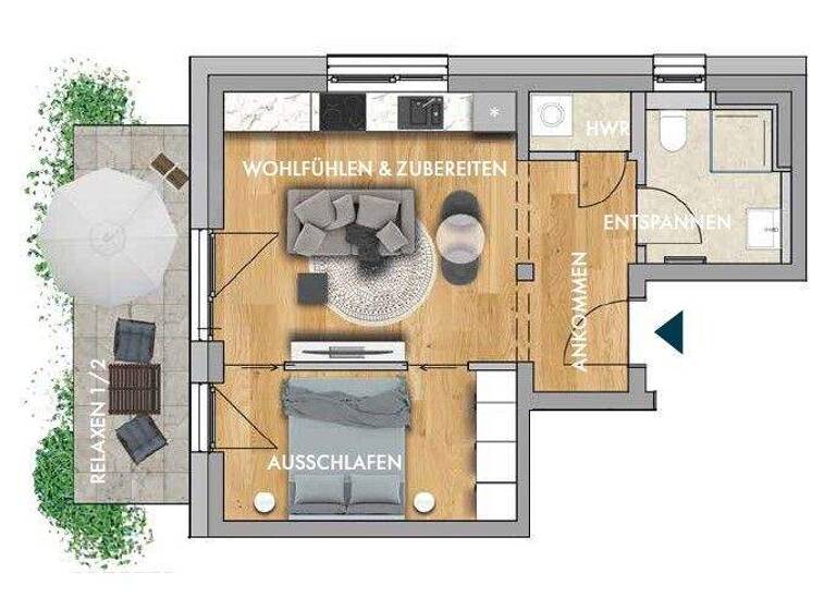 Wohnung zur Miete - Erstbezug 734 € 2 Zimmer 43,2 m² EG frei ab 01.06.2026 Am Poseidon 8 Markkleeberg Leipzig 04416