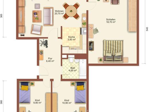 Wohnung zur Miete 417 € 4 Zimmer 78 m² 3. Geschoss Prof.-Wagenfeld-Ring 7 Weißwasser/O.L. 02943