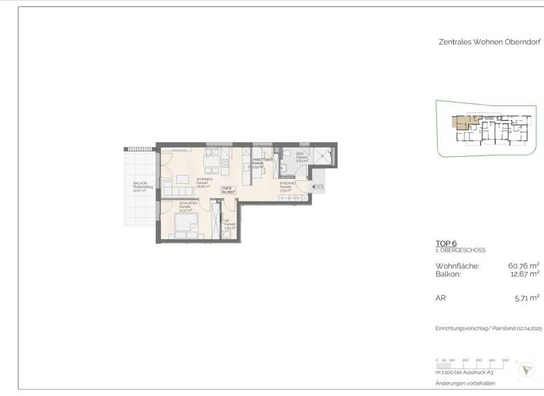Wohnung zum Kauf - Erstbezug 324.000 € 3 Zimmer 60,8 m² 1. Geschoss Paracelsusstraße Oberndorf bei Salzburg 5110