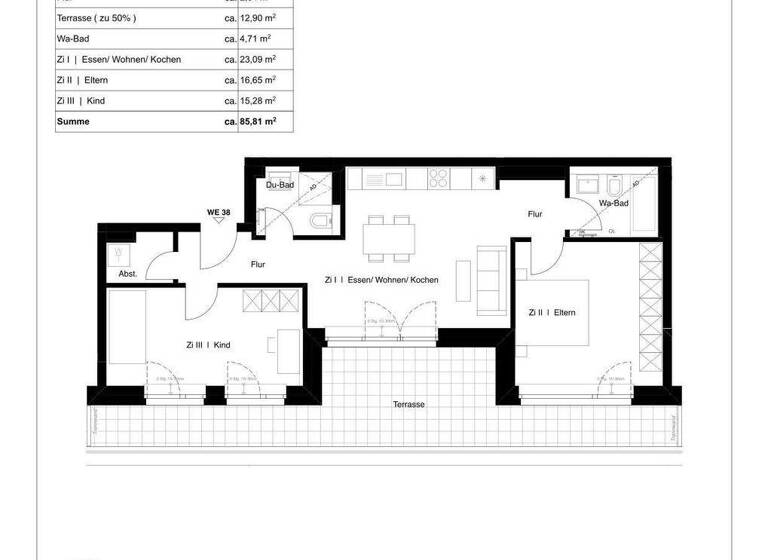 Penthouse zum Kauf - Erstbezug provisionsfrei 631.000 € 3 Zimmer 85,8 m² 4. Geschoss Bürgerstraße 53 Britz Berlin 12347