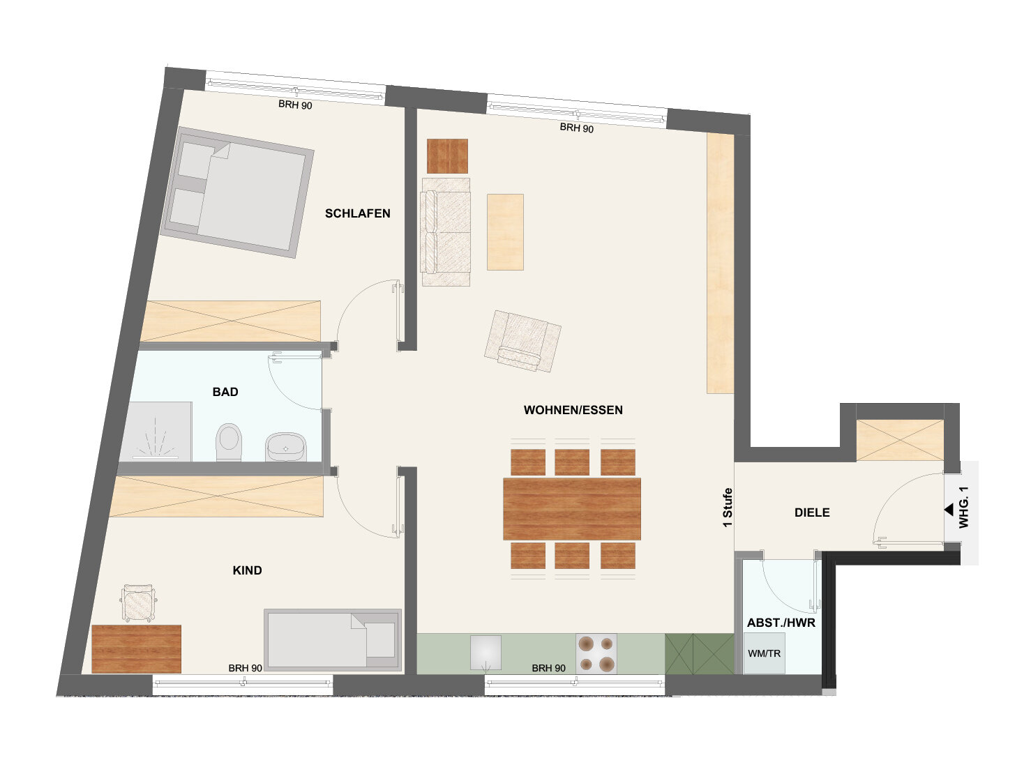 Wohnung zur Miete 1.200 € 3 Zimmer 76 m²<br/>Wohnfläche UG<br/>Geschoss ab sofort<br/>Verfügbarkeit Dörnweg 17 Eschborn Eschborn 65760