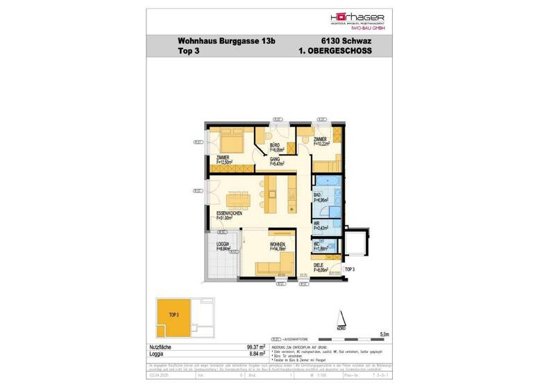 Studio zum Kauf provisionsfrei 663.743 € 3,5 Zimmer 99,4 m² 1. Geschoss Burggasse 13 Schwaz 6130