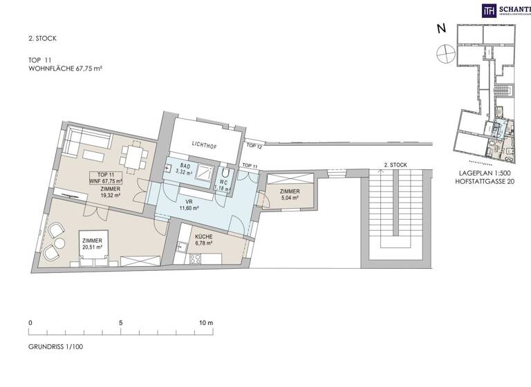Wohnung zum Kauf 529.000 € 2,5 Zimmer 67,8 m² 2. Geschoss Hofstattgasse Wien 1180