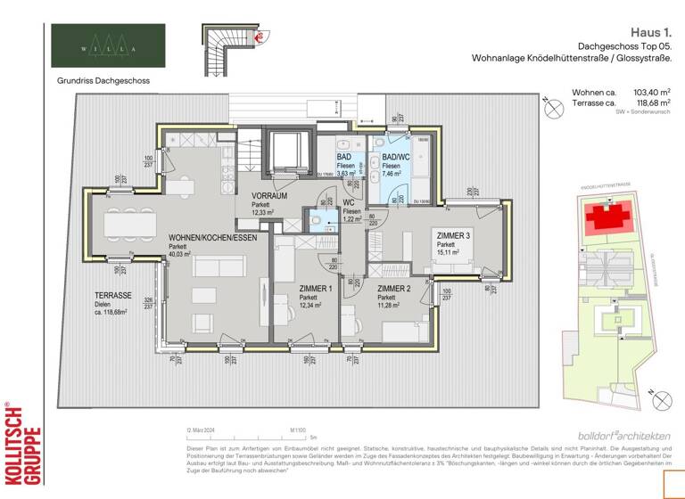 Wohnung zum Kauf - Erstbezug 1.198.000 € 4 Zimmer 103,4 m² 2. Geschoss Wien 1140