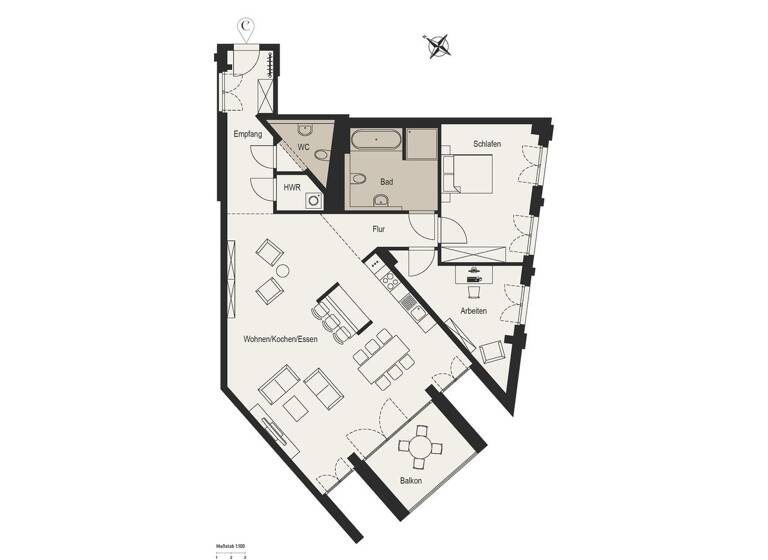 Wohnung zum Kauf - Erstbezug provisionsfrei 960.000 € 3 Zimmer 132,8 m² 1. Geschoss Düsseltal Düsseldorf 40239