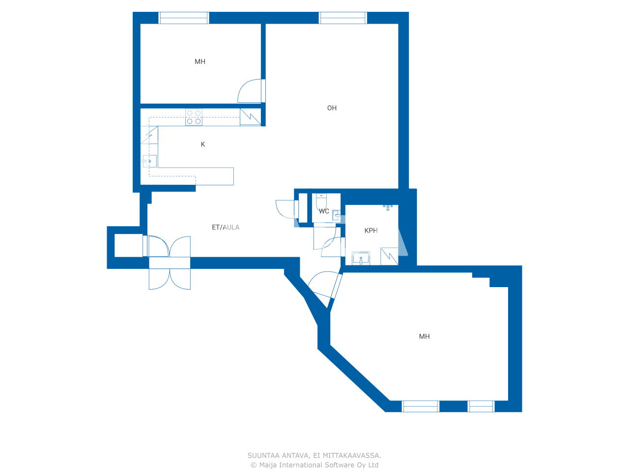 Studio zum Kauf 599.000 € 3 Zimmer 74,5 m²<br/>Wohnfläche 2.<br/>Geschoss Albertinkatu 18 Helsinki 00120