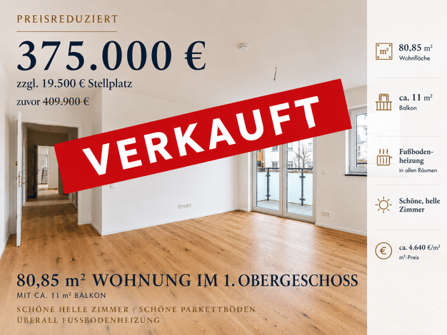 Terrassenwohnung zum Kauf - Erstbezug provisionsfrei 375.000 € 3 Zimmer 80,9 m² frei ab sofort Flurstraße Nordstadt Fürth 90765