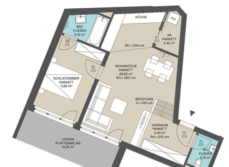Wohnung zum Kauf - Erstbezug 365.000 € 2 Zimmer 51,8 m² EG Linzer Straße Wien 1140