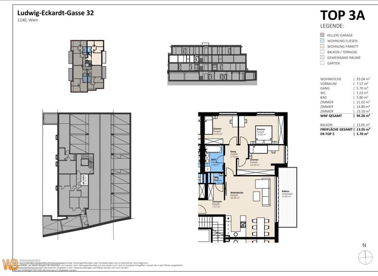 Wohnung zum Kauf - Erstbezug 706.000 € 4 Zimmer 94 m² 1. Geschoss Ludwig-Eckardt-Gasse Wien 1140
