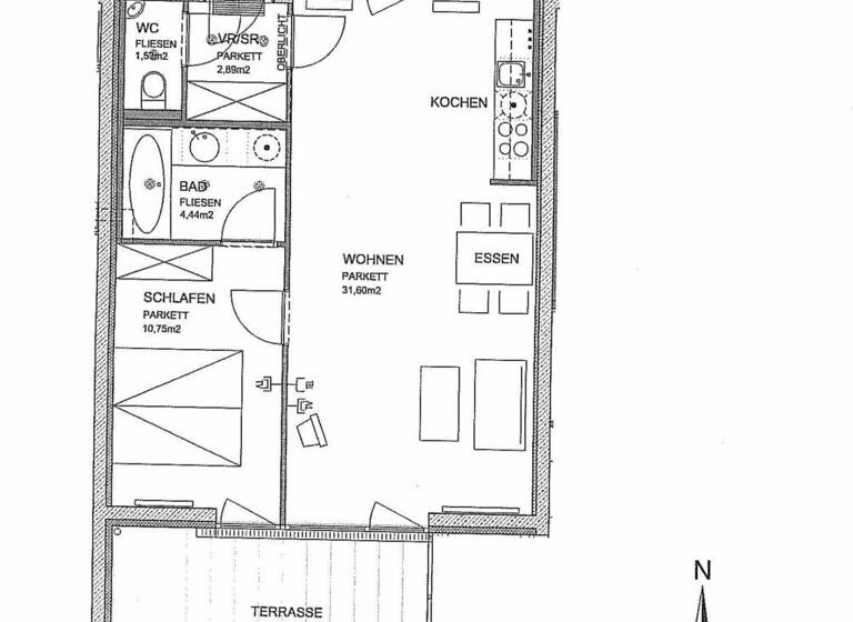 Wohnung zur Miete 919 € 2 Zimmer 51,2 m² EG frei ab sofort Wien 1070