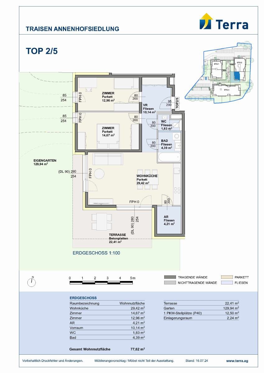 Wohnung zur Miete 1.005 € 3 Zimmer 77,6 m²<br/>Wohnfläche 01.09.2026<br/>Verfügbarkeit Traisen 3160