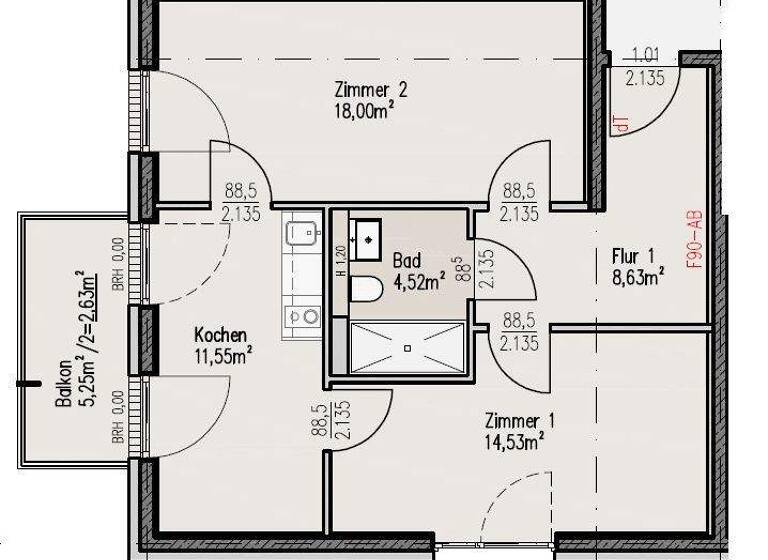 WG-Zimmer zur Miete 950 € 2 Zimmer 61 m² 1. Geschoss Merianstraße 8 Gellershagen Bielefeld 33615