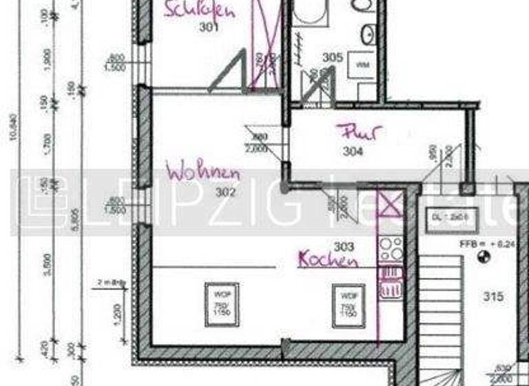 Wohnung zur Miete 450 € 2 Zimmer 48,6 m² 3. Geschoss frei ab 01.04.2026 Lausicker Straße 20 Grimma 04668