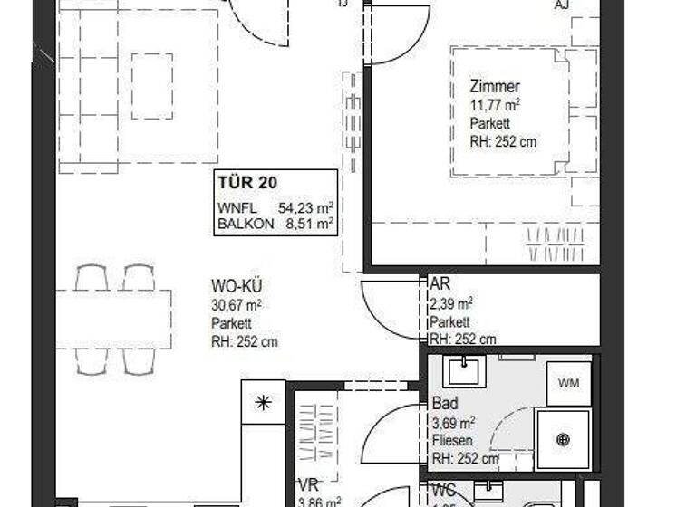 Wohnung zur Miete - Erstbezug 915 € 2 Zimmer 54,2 m² 2. Geschoss Wien 1150