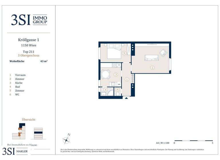 Wohnung zum Kauf 199.000 € 2 Zimmer 43 m² 3. Geschoss Kröllgasse 1 Wien 1150