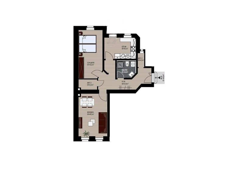 Wohnung zur Miete 640 € 2 Zimmer 60,9 m² EG Scheumannstraße 6 Schönefeld-Abtnaundorf Leipzig 04347