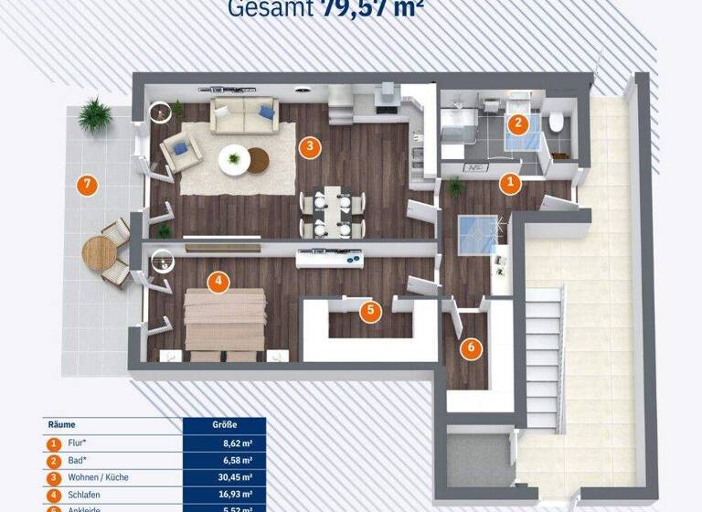 Wohnung zum Kauf provisionsfrei 393.872 € 2 Zimmer 79,6 m² 2. Geschoss Buckau Magdeburg / Buckau 39104