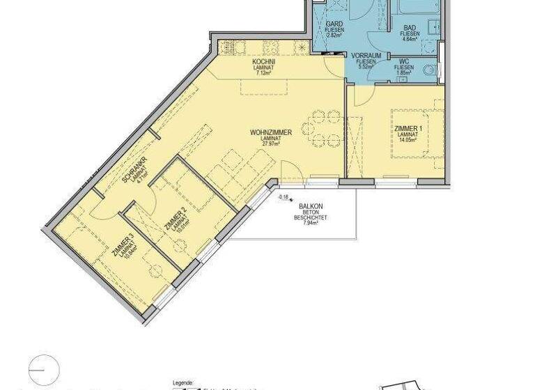 Wohnung zur Miete - Erstbezug 1.232 € 4 Zimmer 89,5 m² 2. Geschoss Stadionstraße Wiener Neustadt 2700