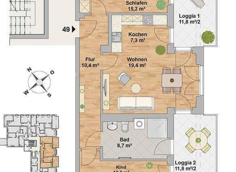 Wohnung zur Miete 1.355 € 3 Zimmer 84,8 m² 2. Geschoss frei ab sofort Leipziger Vorstadt Dresden 01097