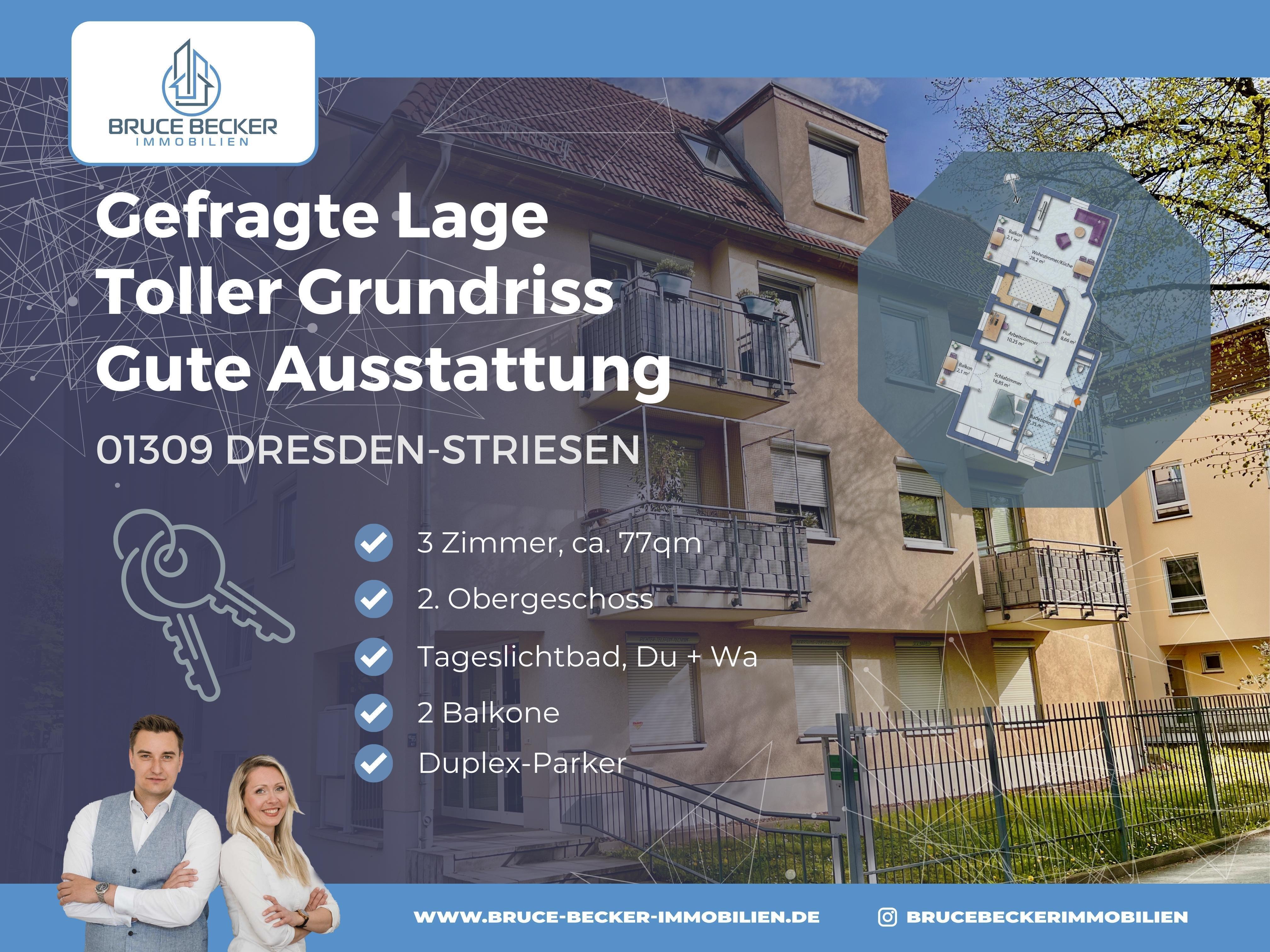 Wohnung zum Kauf 279.900 € 3 Zimmer 77 m²<br/>Wohnfläche 3.<br/>Geschoss Striesen-West (Alemannenstr.) Dresden 01309