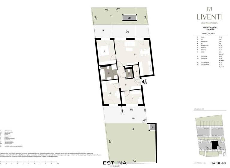 Wohnung zum Kauf - Erstbezug 579.000 € 4 Zimmer 87,2 m² EG Kolbegasse Wien 1230