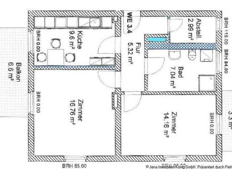 Wohnung zur Miete 650 € 2 Zimmer 55,9 m² frei ab 01.04.2026 Schlachthofstr. 3 Nord Jena 07749
